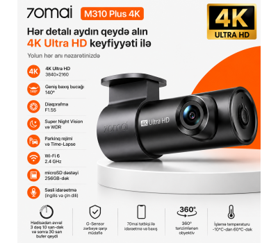 70mai M310 Plus 4K Avtomobil Videoqeydiyyatçısı 70mai M310 Plus 4K Avtomobil Videoqeydiyyatçısı